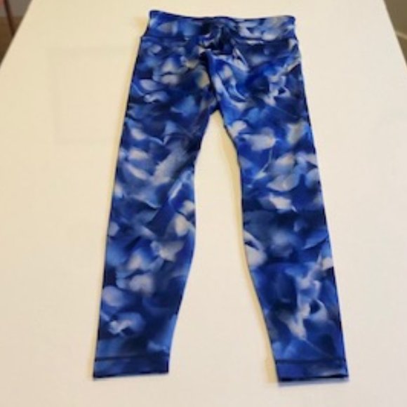 Lululemon Wunder Under Blue Print Leggings Womens Size 6 - Picture 2 of 4